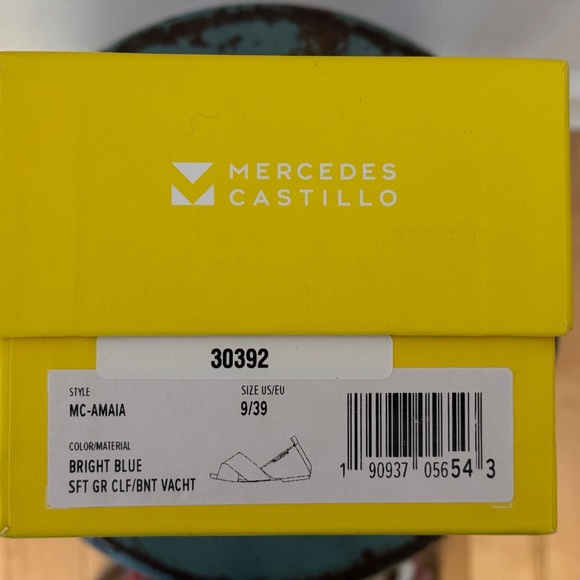 Mercedes Castillo Amaia Pebbled Leather Open-toe Flats (Navy Blue - Size 9/39) - Picture 8 of 8